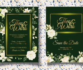 Dark green wedding invitation card vector