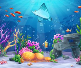 Deep sea ray cartoon vector
