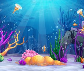 Deep sea world cartoon vector