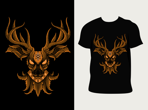 Deer pattern T-shirt printing vector