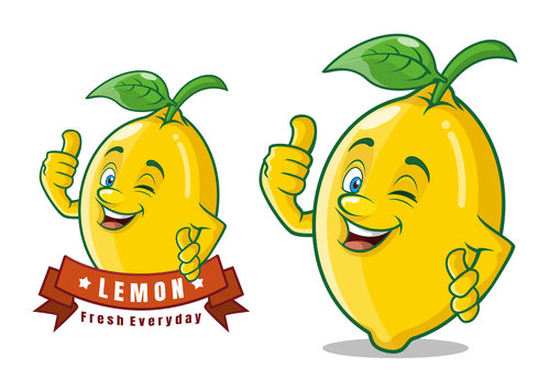 Delicious lemon fruit cartoon character vector