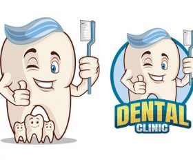 Dental clinic cartoon character design vector