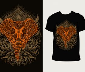 Design elephant pattern T-shirt printing vector
