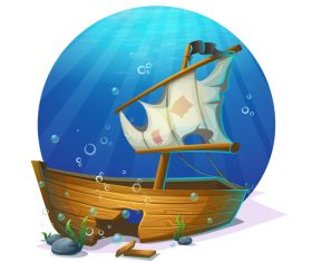 Dilapidated shipwreck cartoon vector