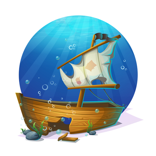Dilapidated shipwreck cartoon vector free download