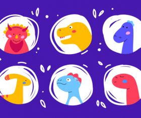 Dinosaurs faces set vector