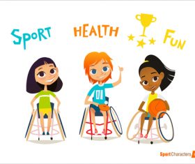Disabled children sport cartoon illustration vector