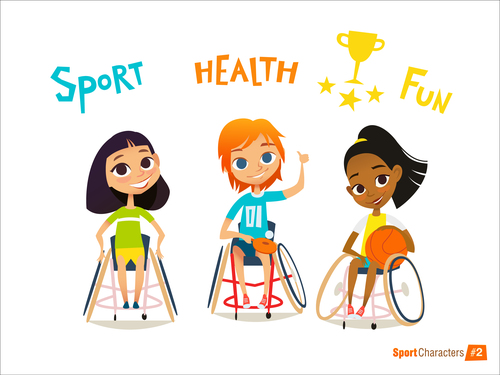 Disabled children sport cartoon illustration vector