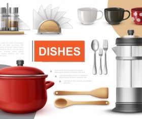 Dishes 3d illustration vector