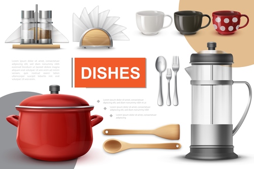 Dishes 3d illustration vector