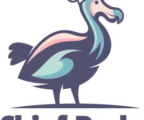 Dodo color cartoon mascot logo vector