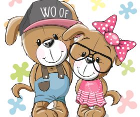 Dog couple cartoon illustration vector