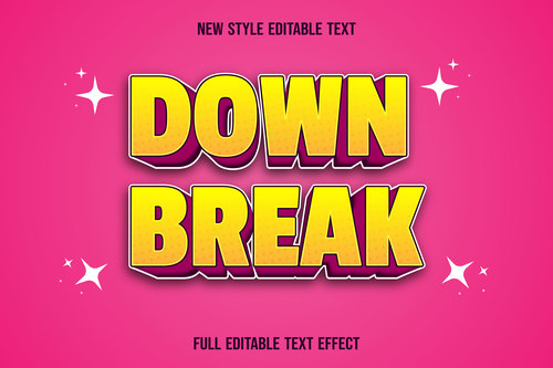 Down break editable text effect vector