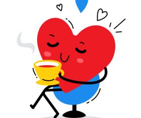 Drinking coffee cartoon illustration vector