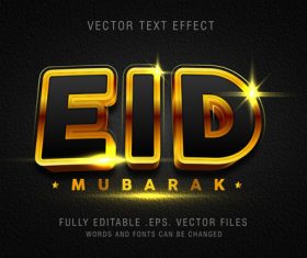 EID MUBARAK gold text effect vector