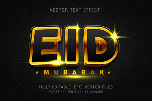 EID MUBARAK gold text effect vector