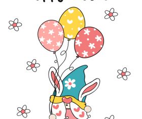 Easter bunny ears gnome clipart vector