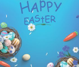 Easter eggs in a square basket vector