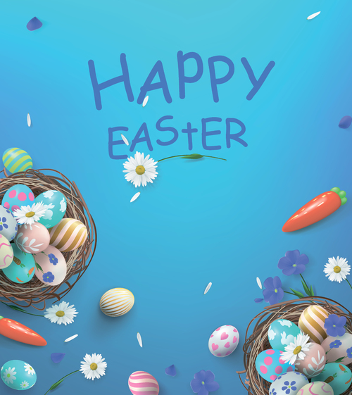 Easter eggs in a square basket vector