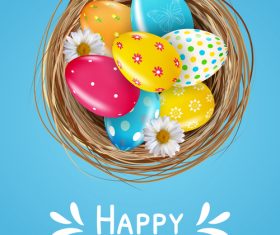 Easter eggs in the basket vector
