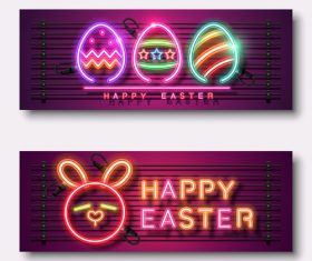 Easter neon banner vector