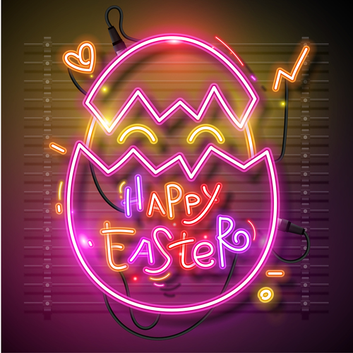 Easter neon egg vector