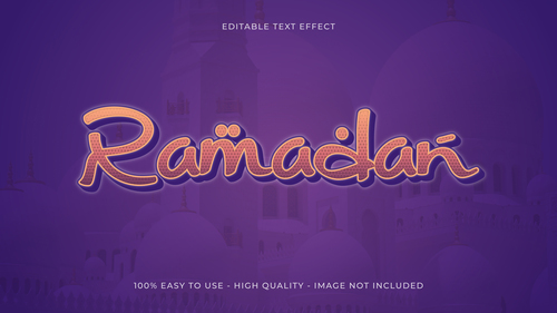 Editable text effect Islamic holiday font style vector