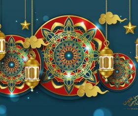 Eid mubarak greeting card vector