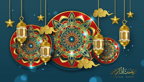 Eid mubarak greeting card vector