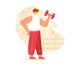 Exercise at home cartoon illustration vector