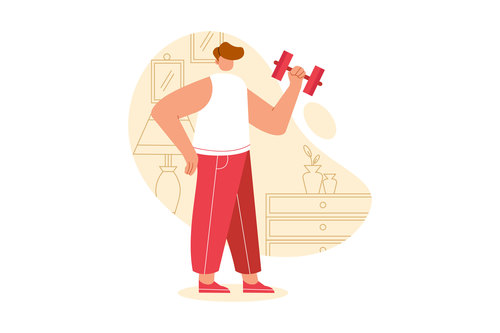 Exercise at home cartoon illustration vector