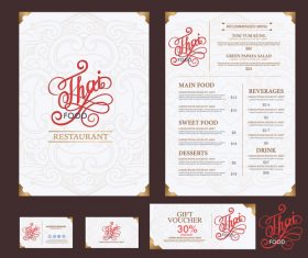 Exquisite Thai menu cover vector
