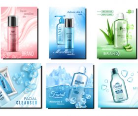 Facial cleanser series cosmetic advertising vector