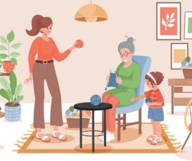 Family life cartoon illustration vector