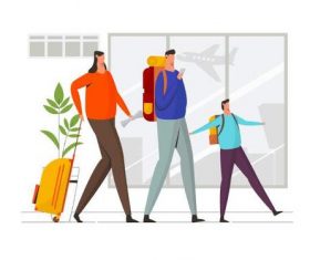 Family trip illustration vector