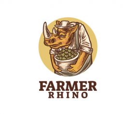 Farmer rhino logo vector