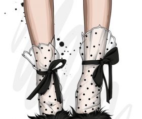 Fashionable shoes and accessories watercolor illustration vector