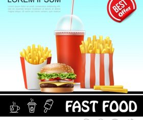 Fast food 3d illustration vector