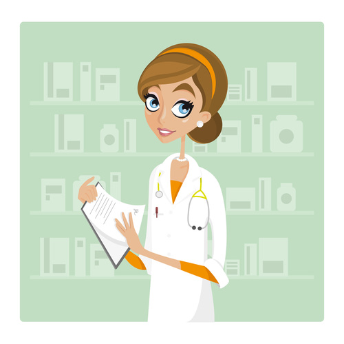 Female doctor cartoon illustration vector