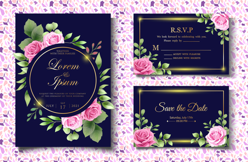 Festive wedding invitation card vector