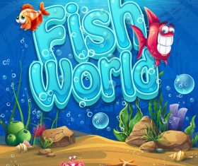 Fish world cartoon vector