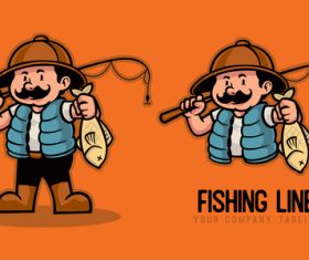 Fishing line cartoon character vector