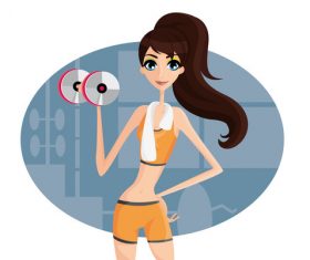 Fitness girl cartoon illustration vector