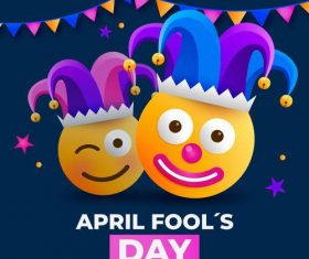 Flat design april fools day cartoon vector