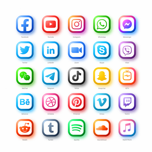 Flat social media icon vector