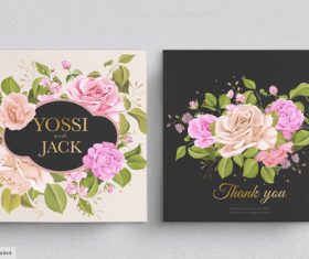 Floral background wedding invitation card vector