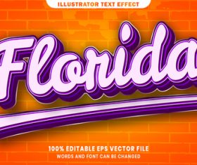 Florida 3d editable text style effect vector
