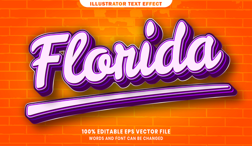 Florida 3d editable text style effect vector