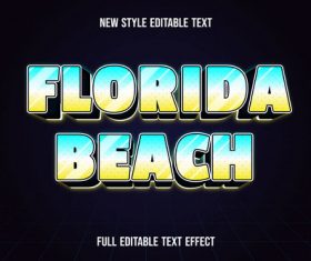 Florida beach editable text effect vector