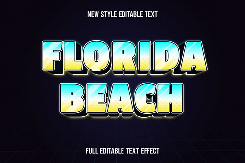 Florida beach editable text effect vector